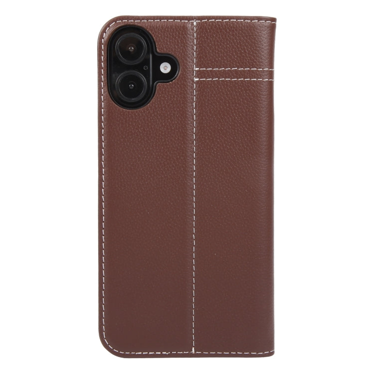 For iPhone 16 Plus GEBEI Top-grain Horizontal Flip Leather Phone Case(Brown)