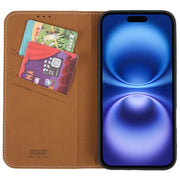 For iPhone 16 Plus GEBEI Top-grain Horizontal Flip Leather Phone Case(Brown)
