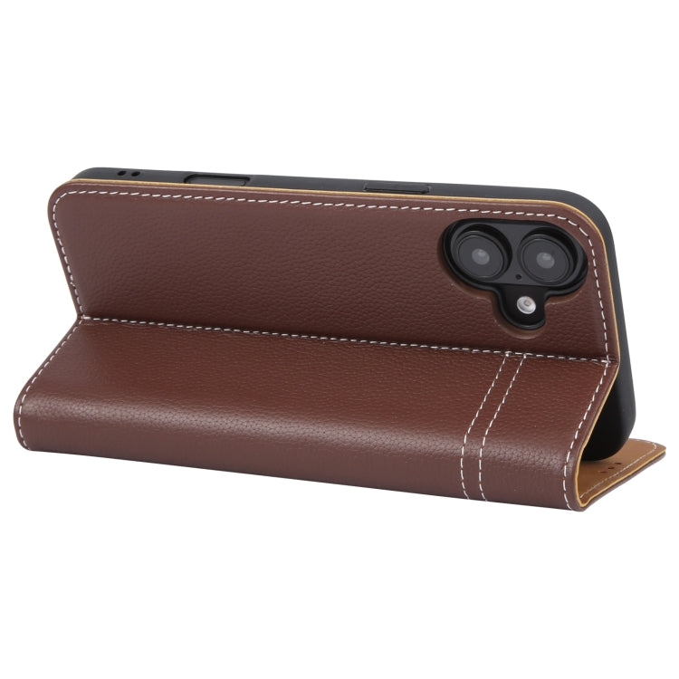 For iPhone 16 Plus GEBEI Top-grain Horizontal Flip Leather Phone Case(Brown)