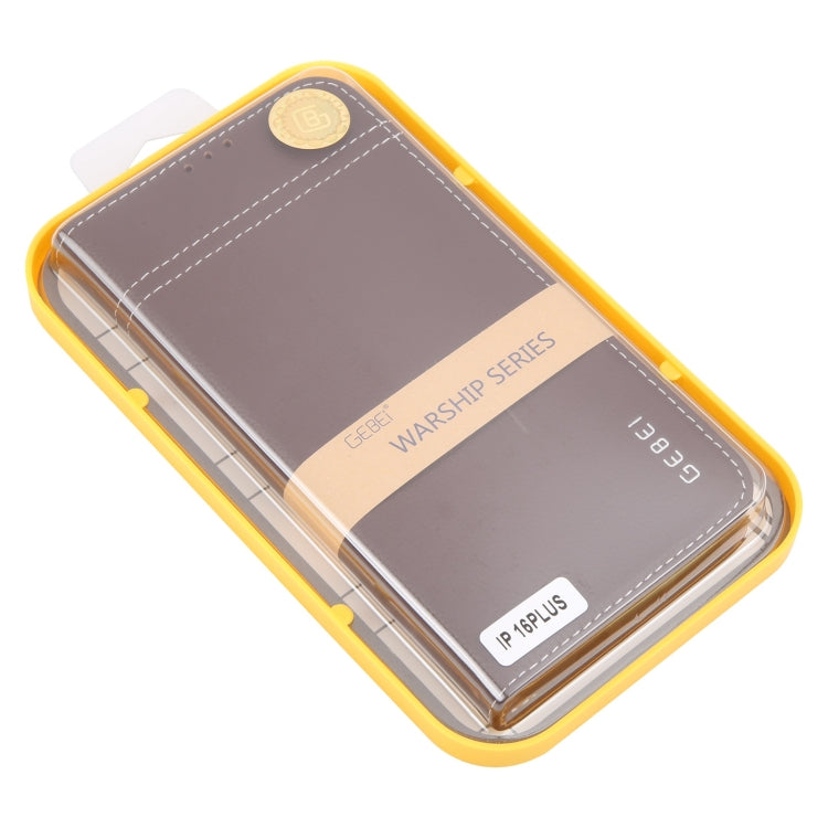 For iPhone 16 Plus GEBEI Top-grain Horizontal Flip Leather Phone Case(Brown)