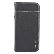 For iPhone 16 Pro GEBEI Top-grain Horizontal Flip Leather Phone Case(Black)