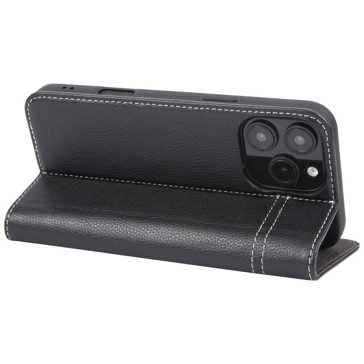 For iPhone 16 Pro GEBEI Top-grain Horizontal Flip Leather Phone Case(Black)