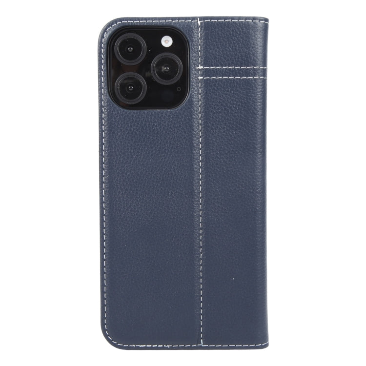 For iPhone 16 Pro GEBEI Top-grain Horizontal Flip Leather Phone Case(Blue)