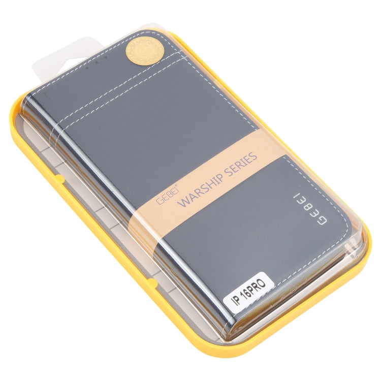 For iPhone 16 Pro GEBEI Top-grain Horizontal Flip Leather Phone Case(Blue)