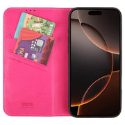 For iPhone 16 Pro GEBEI Top-grain Horizontal Flip Leather Phone Case(Rose Red)