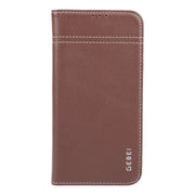 For iPhone 16 Pro GEBEI Top-grain Horizontal Flip Leather Phone Case(Brown)