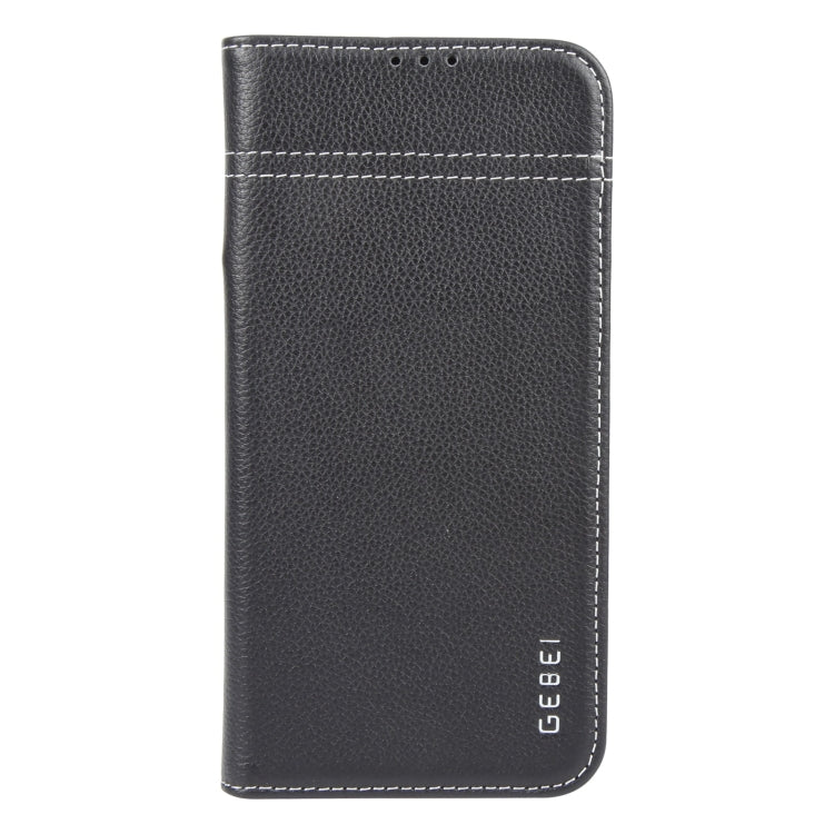 For iPhone 16 Pro Max GEBEI Top-grain Horizontal Flip Leather Phone Case(Black)