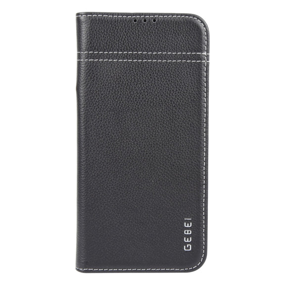 For iPhone 16 Pro Max GEBEI Top-grain Horizontal Flip Leather Phone Case(Black)