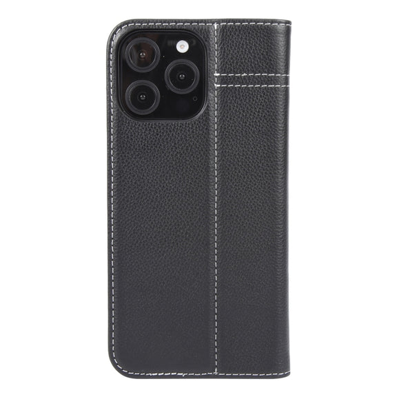 For iPhone 16 Pro Max GEBEI Top-grain Horizontal Flip Leather Phone Case(Black)