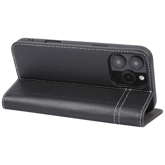 For iPhone 16 Pro Max GEBEI Top-grain Horizontal Flip Leather Phone Case(Black)