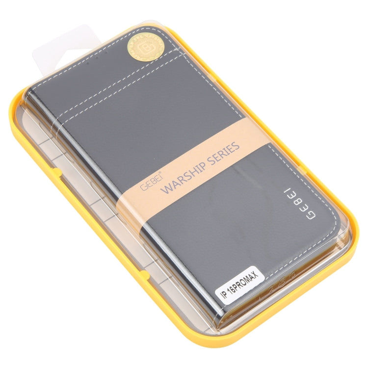 For iPhone 16 Pro Max GEBEI Top-grain Horizontal Flip Leather Phone Case(Black)