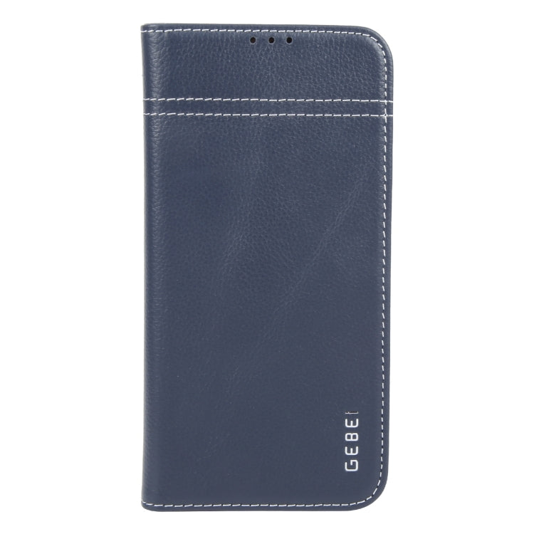 For iPhone 16 Pro Max GEBEI Top-grain Horizontal Flip Leather Phone Case(Blue)