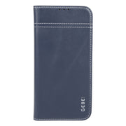 For iPhone 16 Pro Max GEBEI Top-grain Horizontal Flip Leather Phone Case(Blue)
