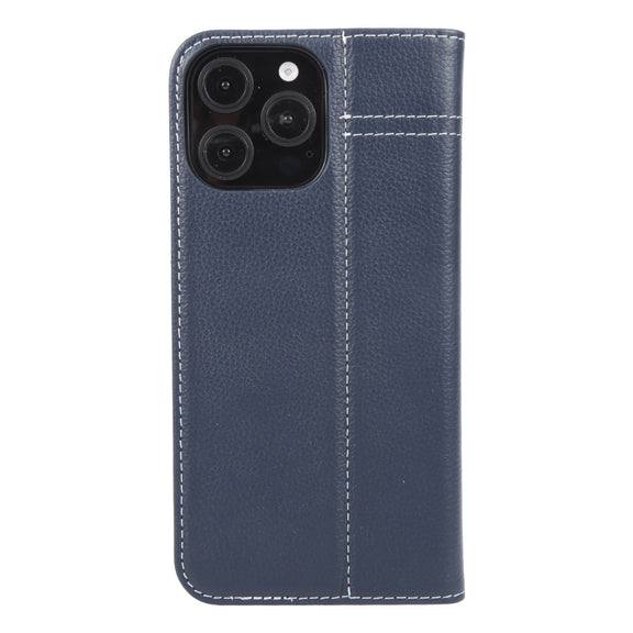 For iPhone 16 Pro Max GEBEI Top-grain Horizontal Flip Leather Phone Case(Blue)