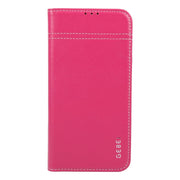 For iPhone 16 Pro Max GEBEI Top-grain Horizontal Flip Leather Phone Case(Rose Red)