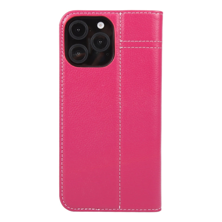 For iPhone 16 Pro Max GEBEI Top-grain Horizontal Flip Leather Phone Case(Rose Red)