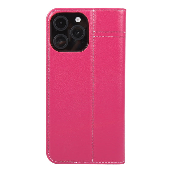 For iPhone 16 Pro Max GEBEI Top-grain Horizontal Flip Leather Phone Case(Rose Red)