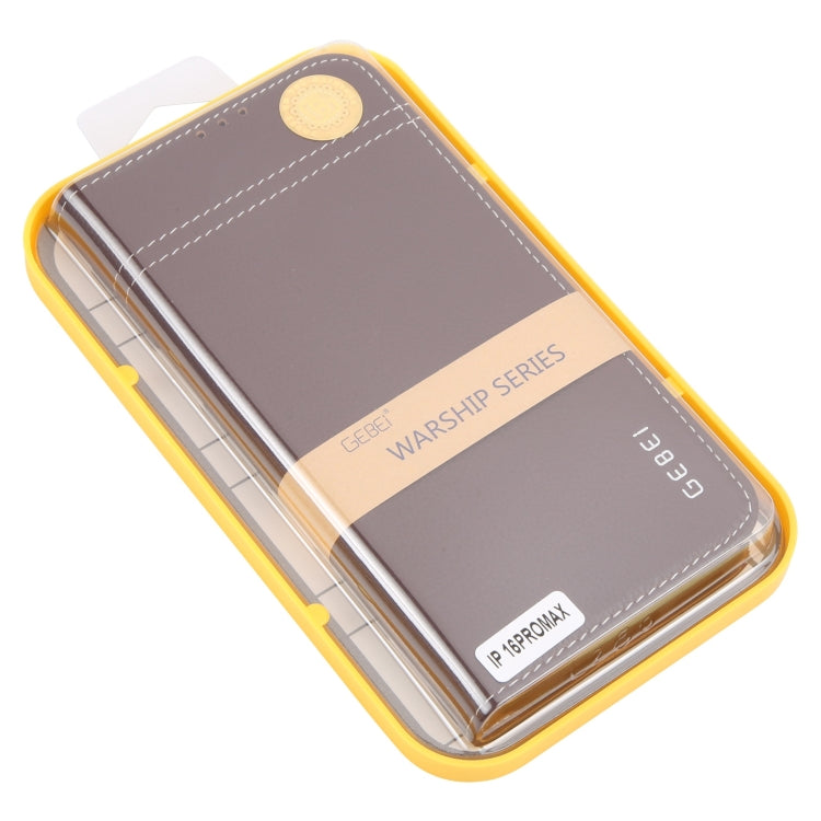 For iPhone 16 Pro Max GEBEI Top-grain Horizontal Flip Leather Phone Case(Brown)