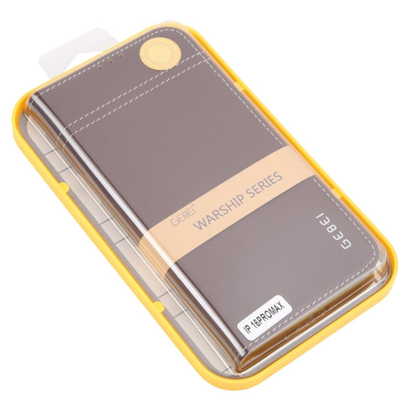 For iPhone 16 Pro Max GEBEI Top-grain Horizontal Flip Leather Phone Case(Brown)
