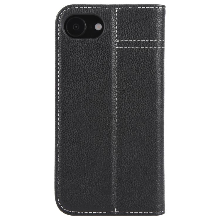 For iPhone 16e GEBEI Top-grain Horizontal Flip Leather Phone Case(Black)