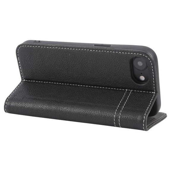For iPhone 16e GEBEI Top-grain Horizontal Flip Leather Phone Case(Black)