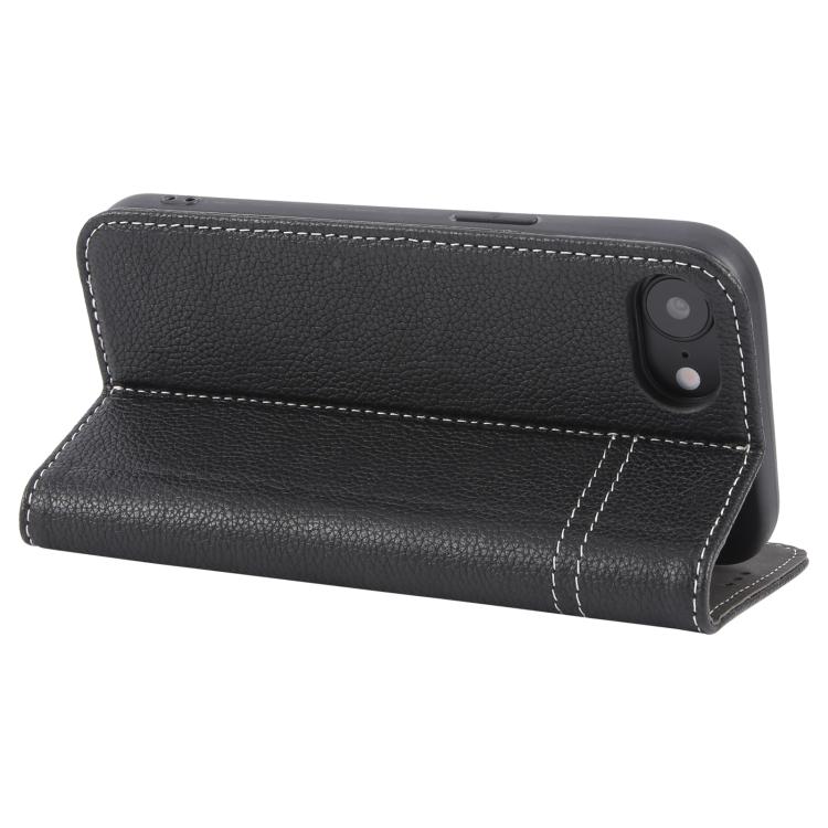 For iPhone 16e GEBEI Top-grain Horizontal Flip Leather Phone Case(Black)