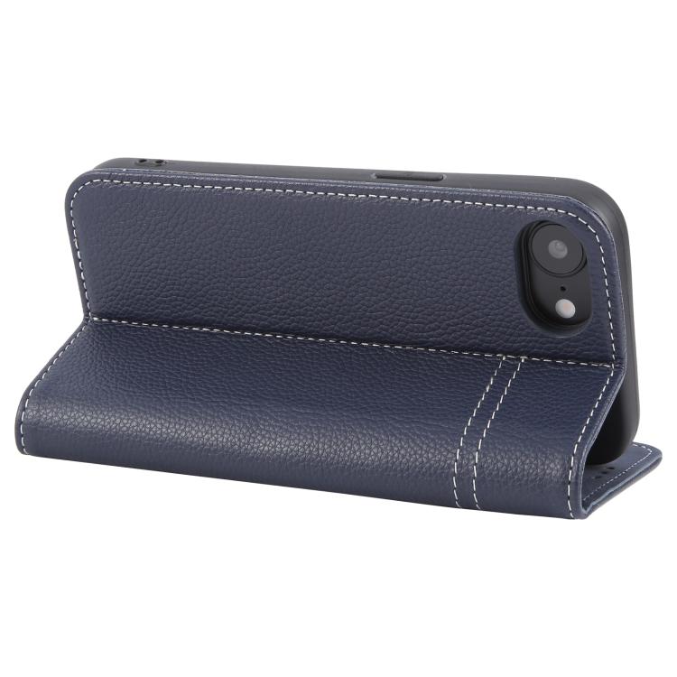 For iPhone 16e GEBEI Top-grain Horizontal Flip Leather Phone Case(Blue)