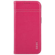 For iPhone 16e GEBEI Top-grain Horizontal Flip Leather Phone Case(Rose Red)