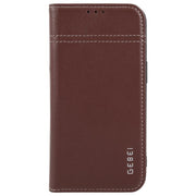 For iPhone 16e GEBEI Top-grain Horizontal Flip Leather Phone Case(Brown)