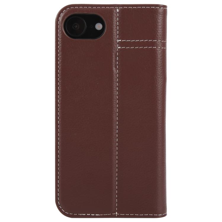 For iPhone 16e GEBEI Top-grain Horizontal Flip Leather Phone Case(Brown)