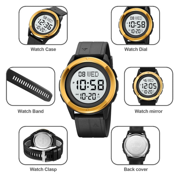 SKMEI 2047 Multifunctional Men 50M Water-resistant Sports Digital Wrist Watch(Blue+Black)