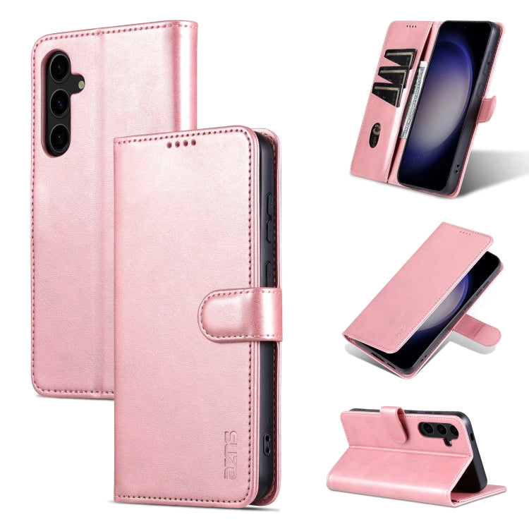 For Samsung Galaxy S24 5G AZNS Skin Feel Calf Texture Flip Leather Phone Case(Rose Gold)
