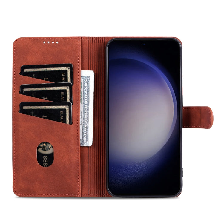 For Samsung Galaxy S24 5G AZNS Skin Feel Calf Texture Flip Leather Phone Case(Brown)