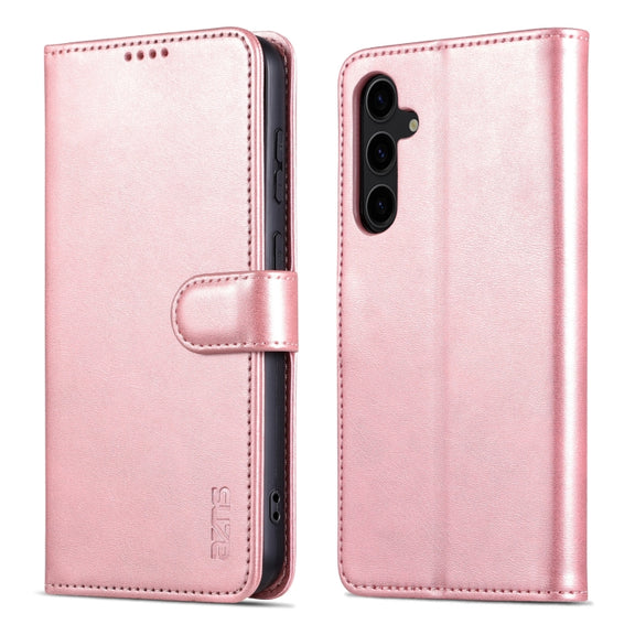 For Samsung Galaxy S24+ 5G AZNS Skin Feel Calf Texture Flip Leather Phone Case(Rose Gold)
