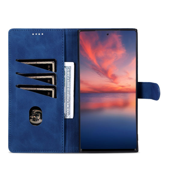 For Samsung Galaxy S24 Ultra 5G AZNS Skin Feel Calf Texture Flip Leather Phone Case(Blue)