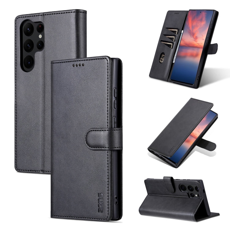 For Samsung Galaxy S24 Ultra 5G AZNS Skin Feel Calf Texture Flip Leather Phone Case(Black)