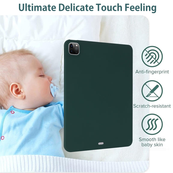 For iPad Air 11 2024 Oil Spray Skin-friendly TPU Tablet Case(Deep Green)