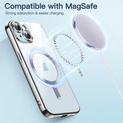 For iPhone 15 Plus Magsafe Magnetic Transparent Electroplated TPU Phone Case(Silver)