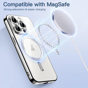 For iPhone 15 Pro Magsafe Magnetic Transparent Electroplated TPU Phone Case(Silver)