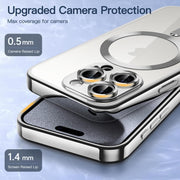For iPhone 15 Pro Magsafe Magnetic Transparent Electroplated TPU Phone Case(Silver)