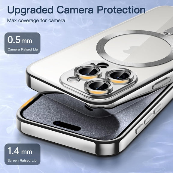 For iPhone 15 Pro Magsafe Magnetic Transparent Electroplated TPU Phone Case(Silver)