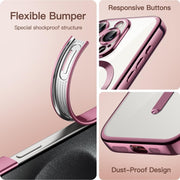 For iPhone 15 Pro Max Magsafe Magnetic Transparent Electroplated TPU Phone Case(Pink)