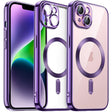For iPhone 14 Magsafe Magnetic Transparent Electroplated TPU Phone Case(Purple) - iPhone 14 Cases by PMC TechLife | Online Shopping South Africa | PMC TechLife