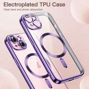For iPhone 14 Magsafe Magnetic Transparent Electroplated TPU Phone Case(Purple)