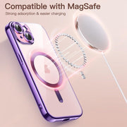 For iPhone 14 Magsafe Magnetic Transparent Electroplated TPU Phone Case(Purple)
