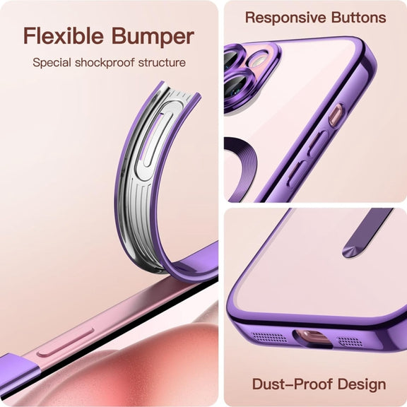 For iPhone 14 Magsafe Magnetic Transparent Electroplated TPU Phone Case(Purple)