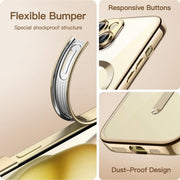 For iPhone 14 Plus Transparent Electroplated Magsafe Magnetic TPU Phone Case(Gold)