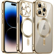 For iPhone 14 Pro Max Magsafe Magnetic Transparent Electroplated TPU Phone Case(Gold) - iPhone 14 Pro Max Cases by PMC TechLife | Online Shopping South Africa | PMC TechLife