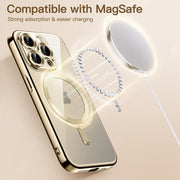 For iPhone 14 Pro Max Magsafe Magnetic Transparent Electroplated TPU Phone Case(Gold)