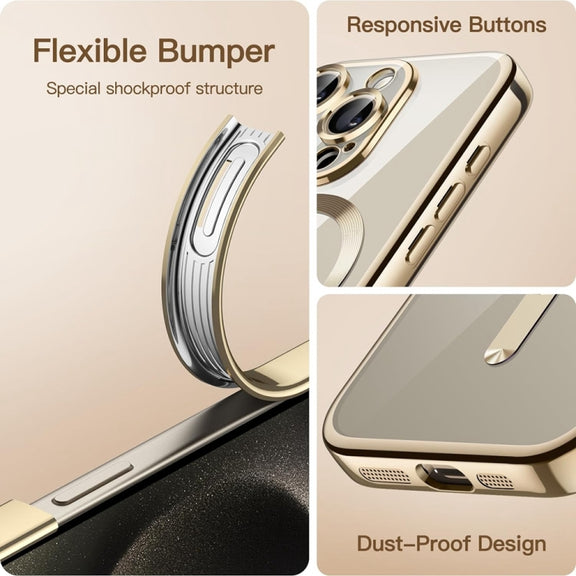 For iPhone 14 Pro Max Magsafe Magnetic Transparent Electroplated TPU Phone Case(Gold)